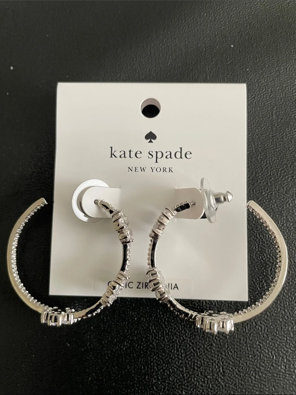kate spade Silver Crystal Hoop Earrings